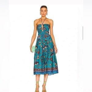 ULLA JOHNSON ella midi dress in lagoon Sz 6